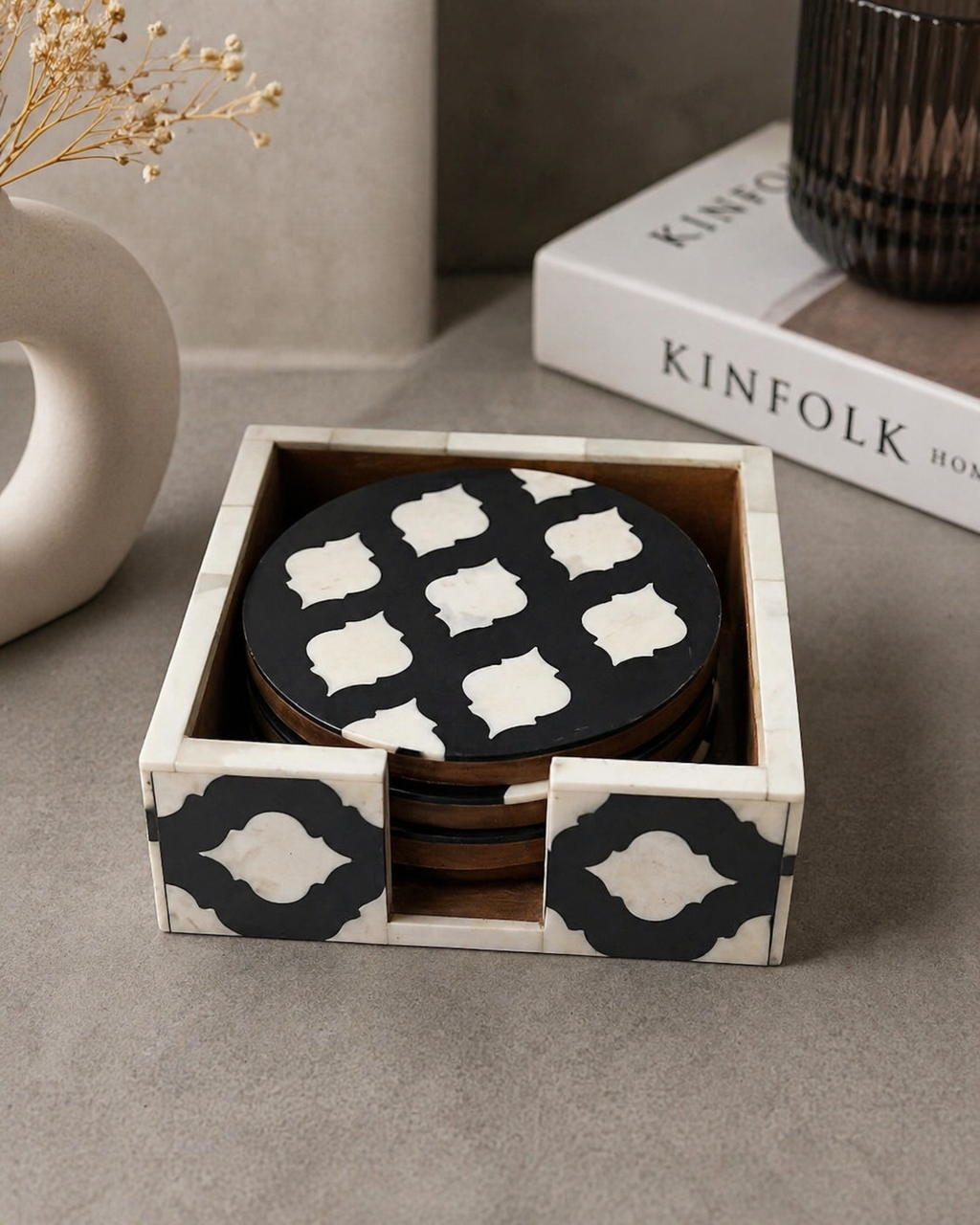 Ivory Bone Inlay Coaster