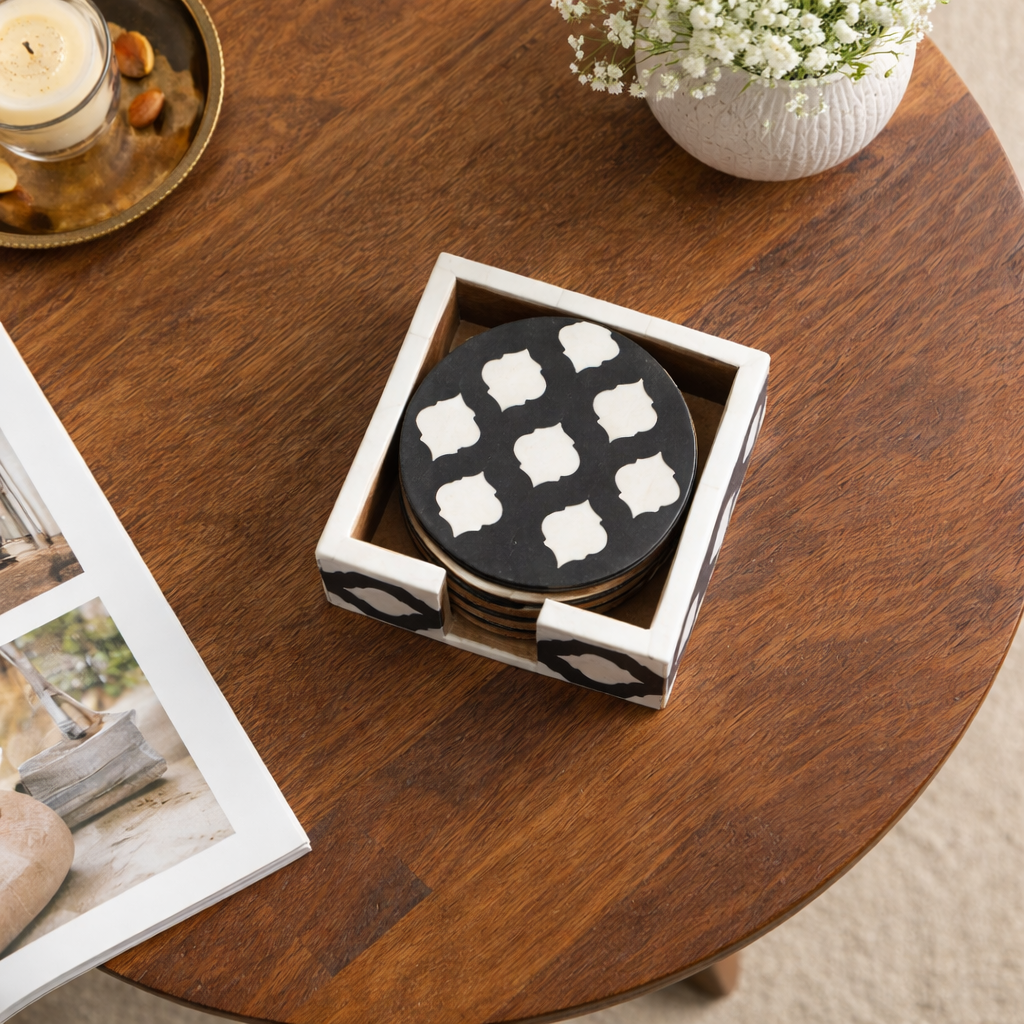 Ivory Bone Inlay Coaster