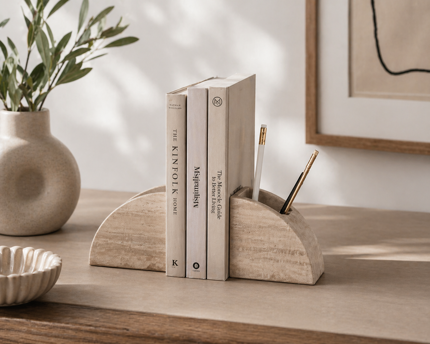 ArcStone Bookends with Pencil Holder