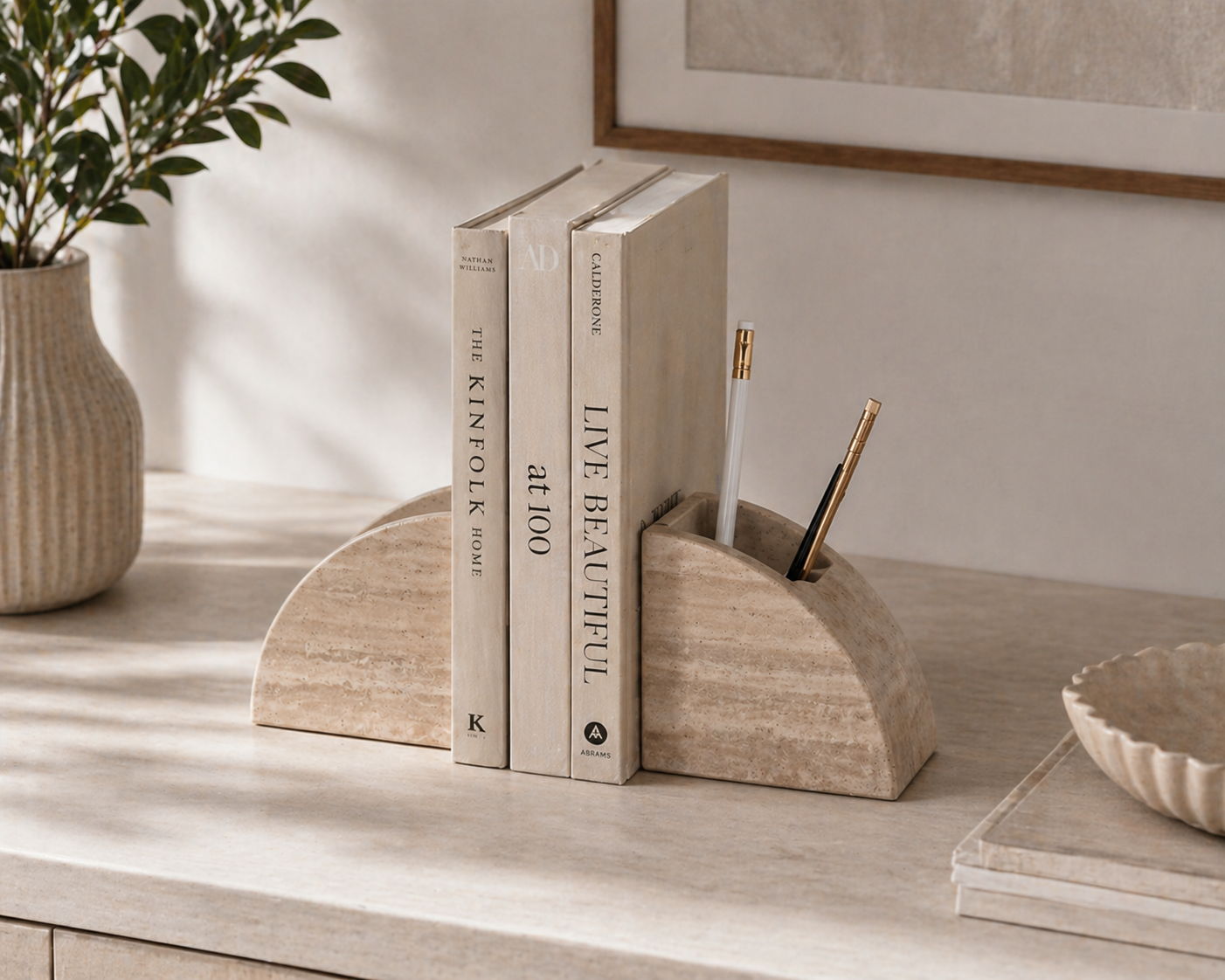ArcStone Bookends with Pencil Holder