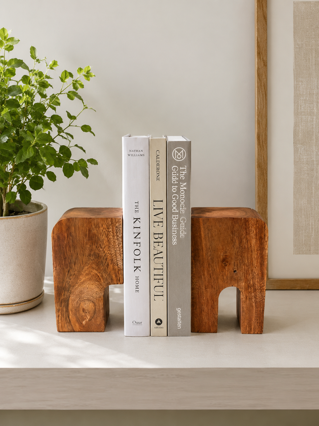 Elephant Wooden Bookend Set