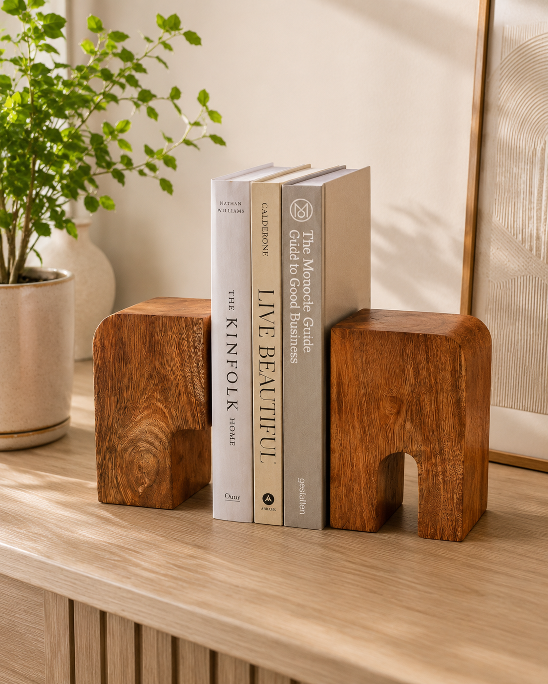 Elephant Wooden Bookend Set