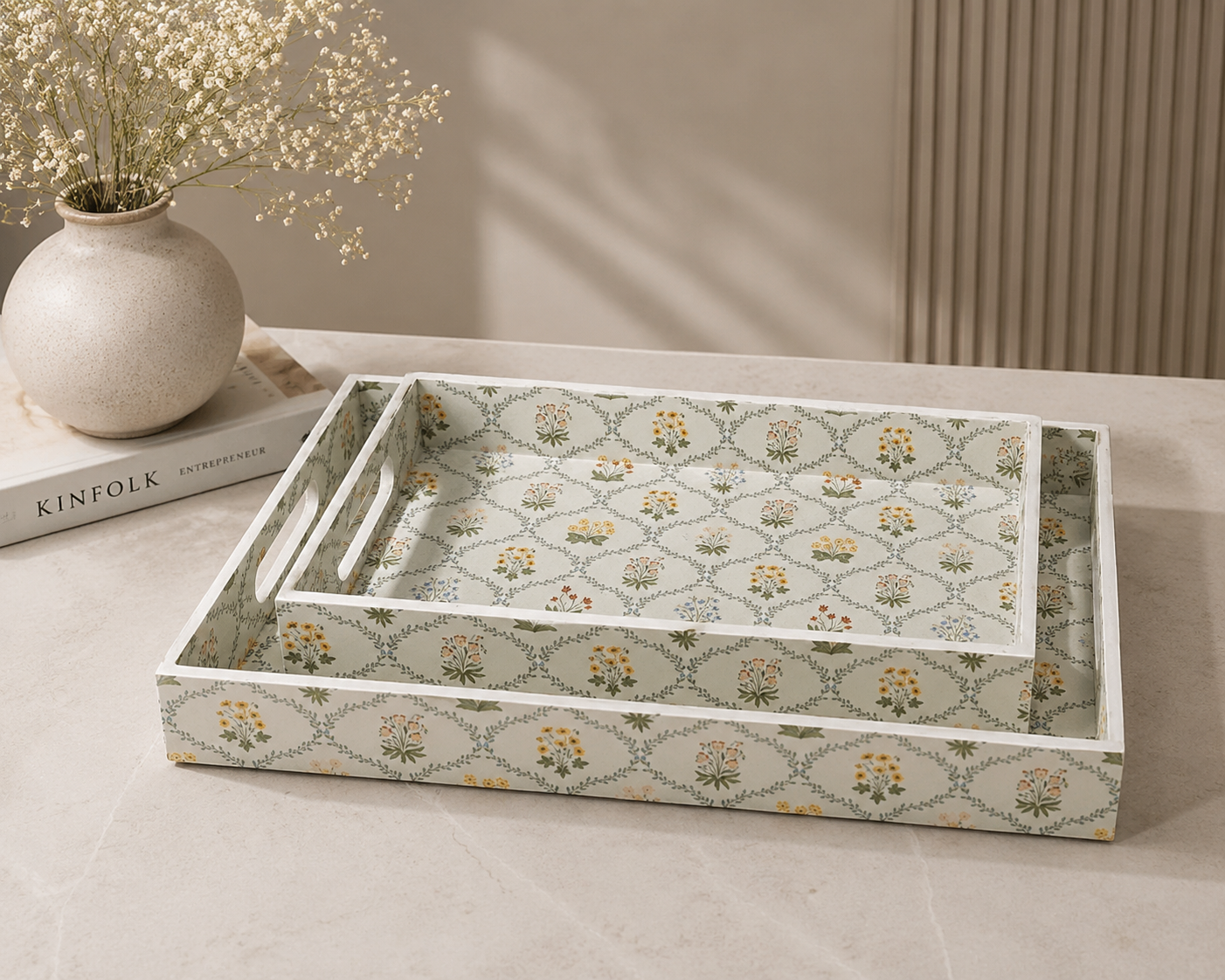 Meadow Bloom Tray Set (Set of 2)