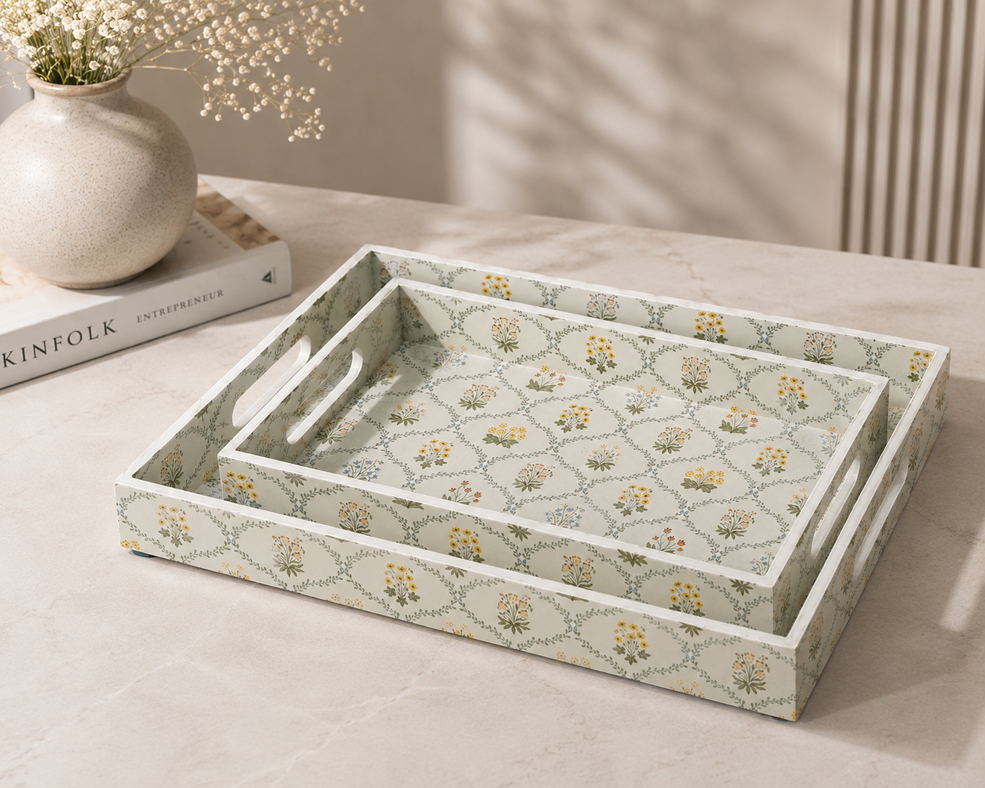 Meadow Bloom Tray Set (Set of 2)