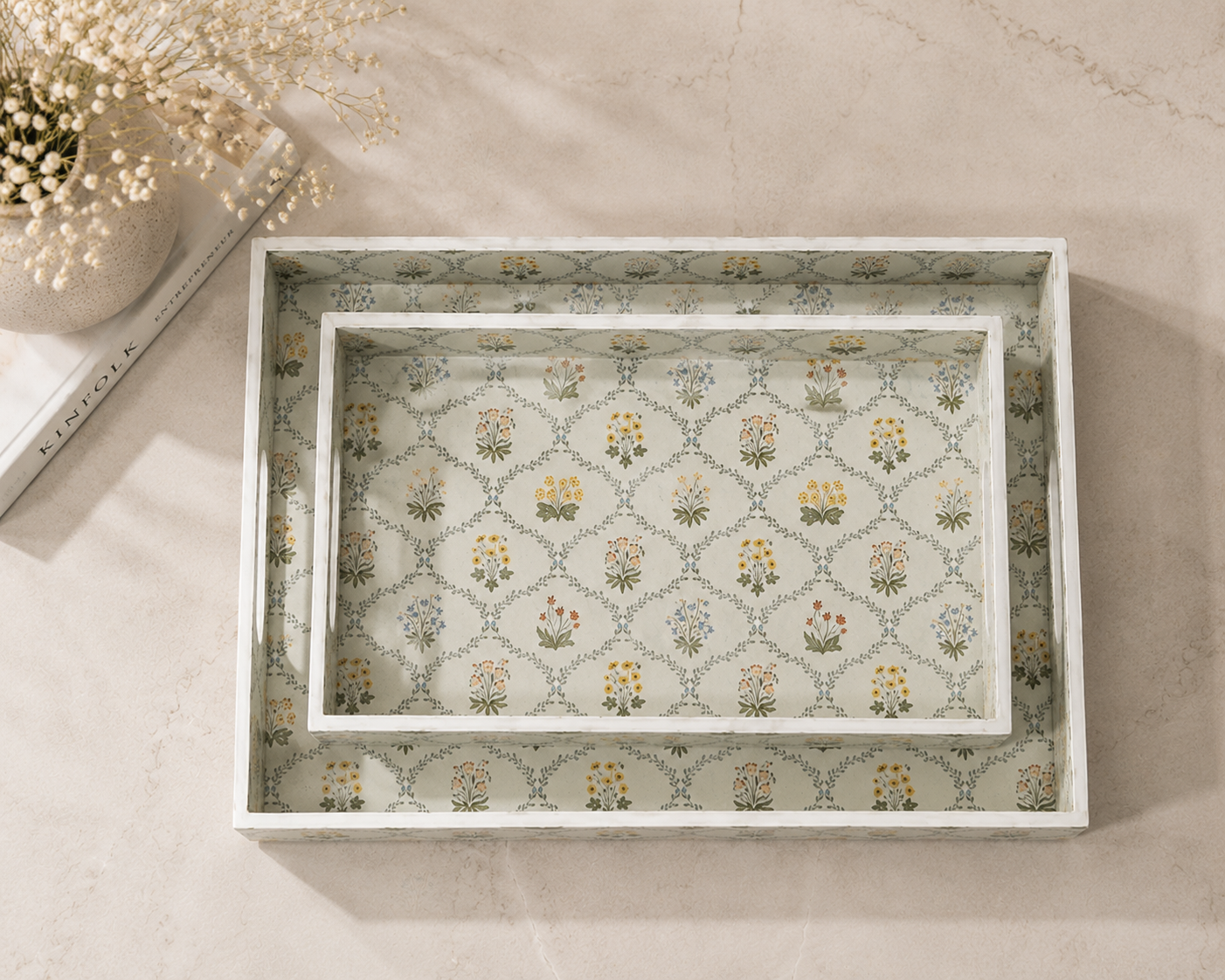Meadow Bloom Tray Set (Set of 2)