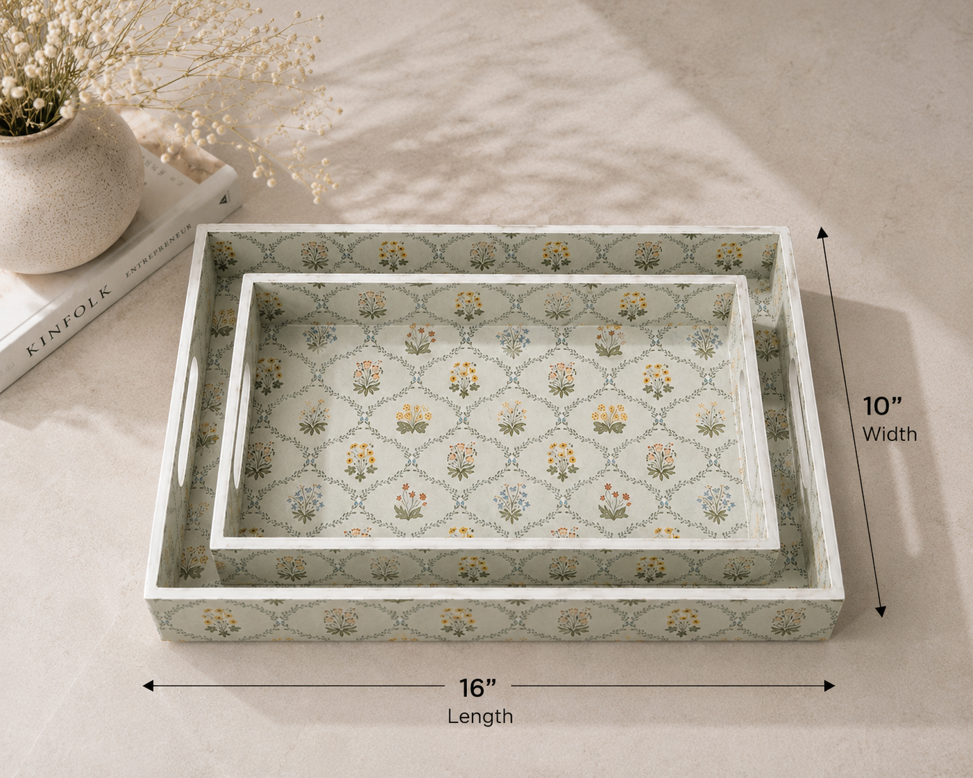 Meadow Bloom Tray Set (Set of 2)