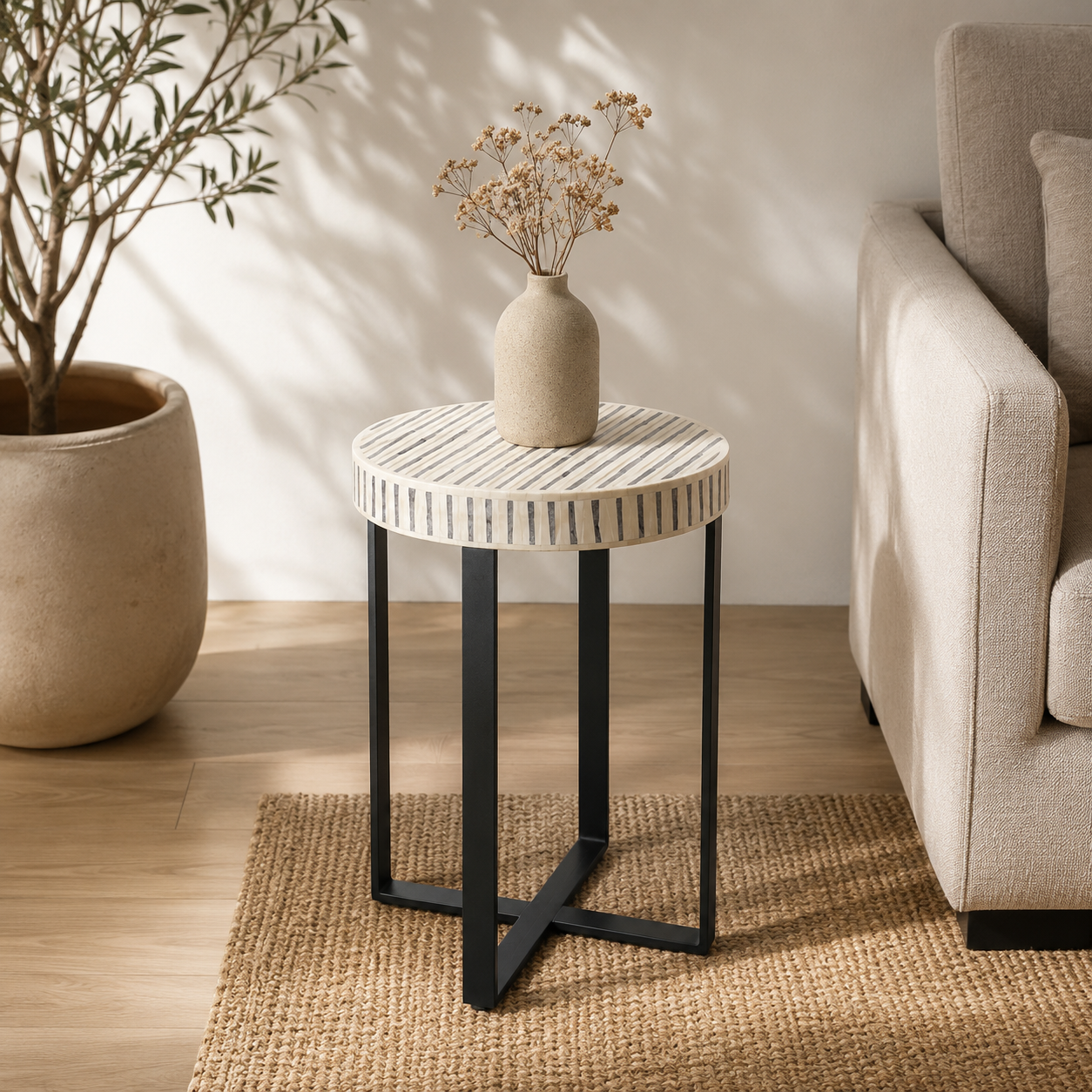 Stria inlay side table