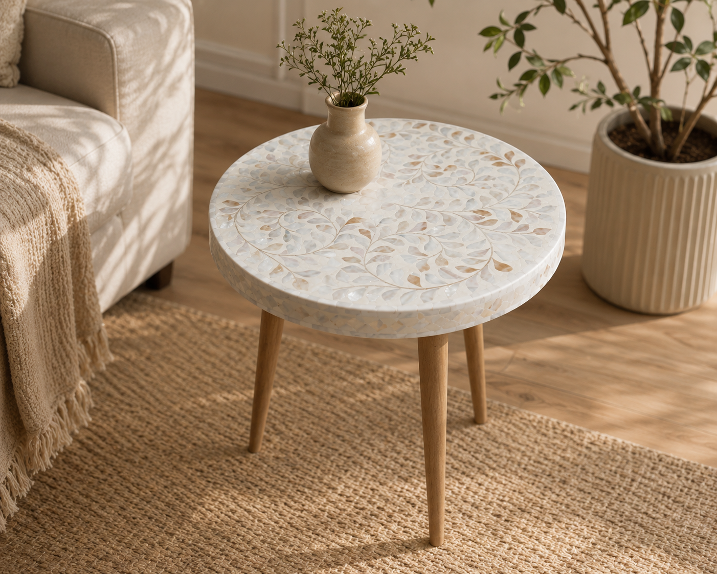 Ivory Mother of Pearl Side Table