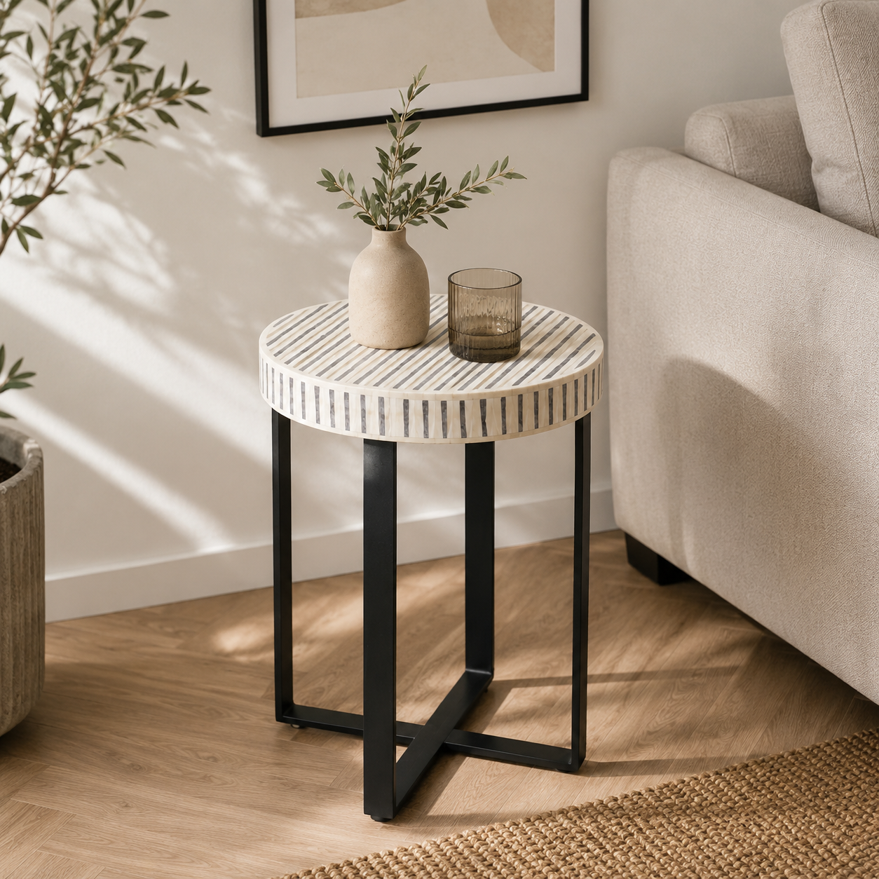 Stria inlay side table