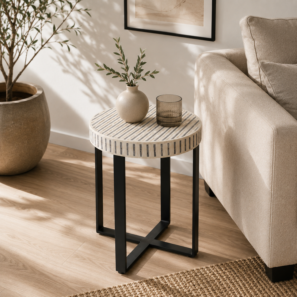 Stria inlay side table