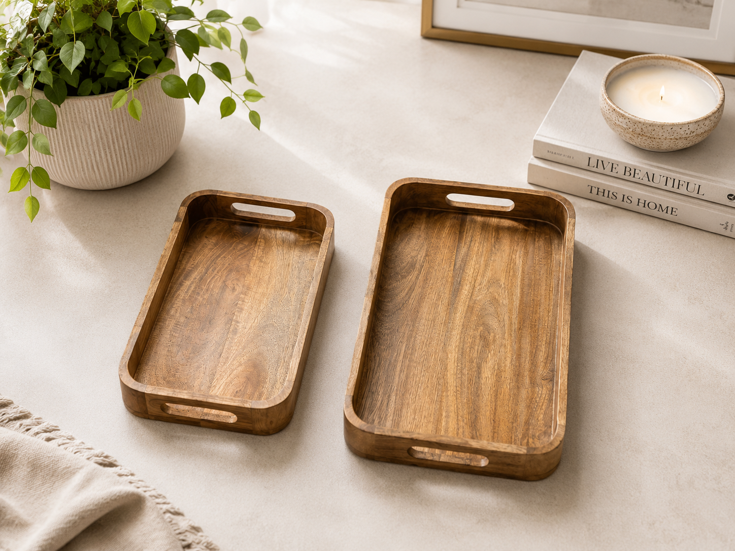 Nesting Wooden Tray Set