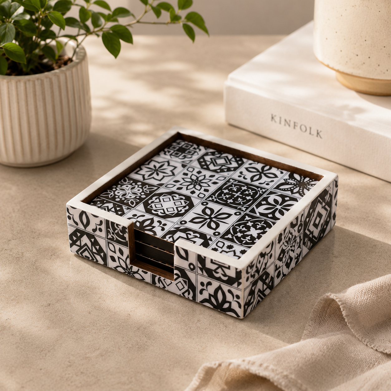 Ivory Etch Coaster Set