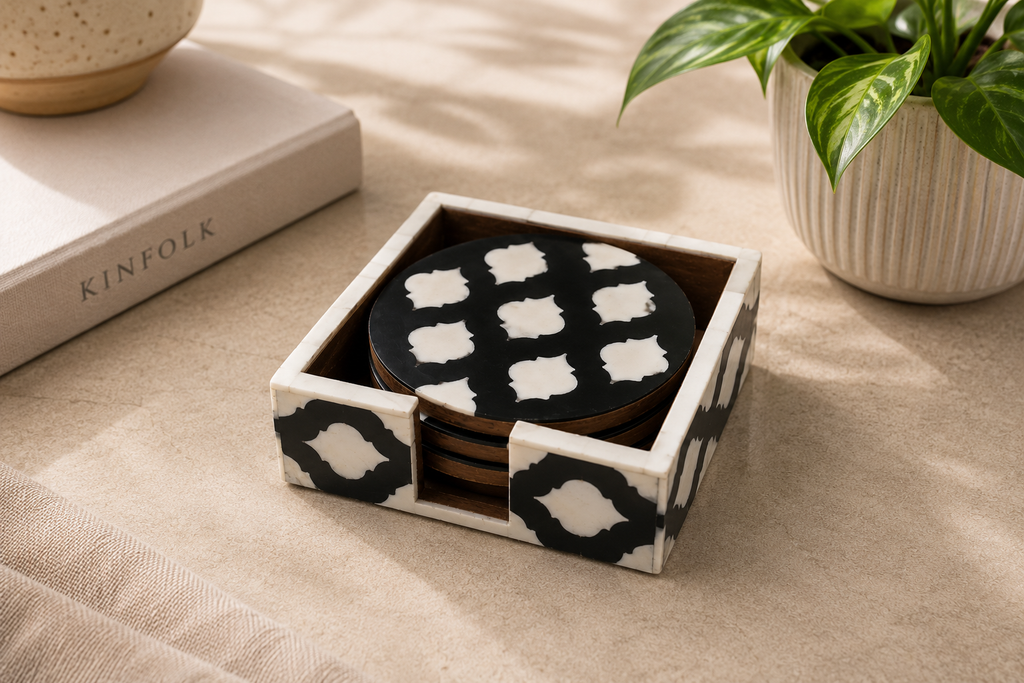 Ivory Bone Inlay Coaster