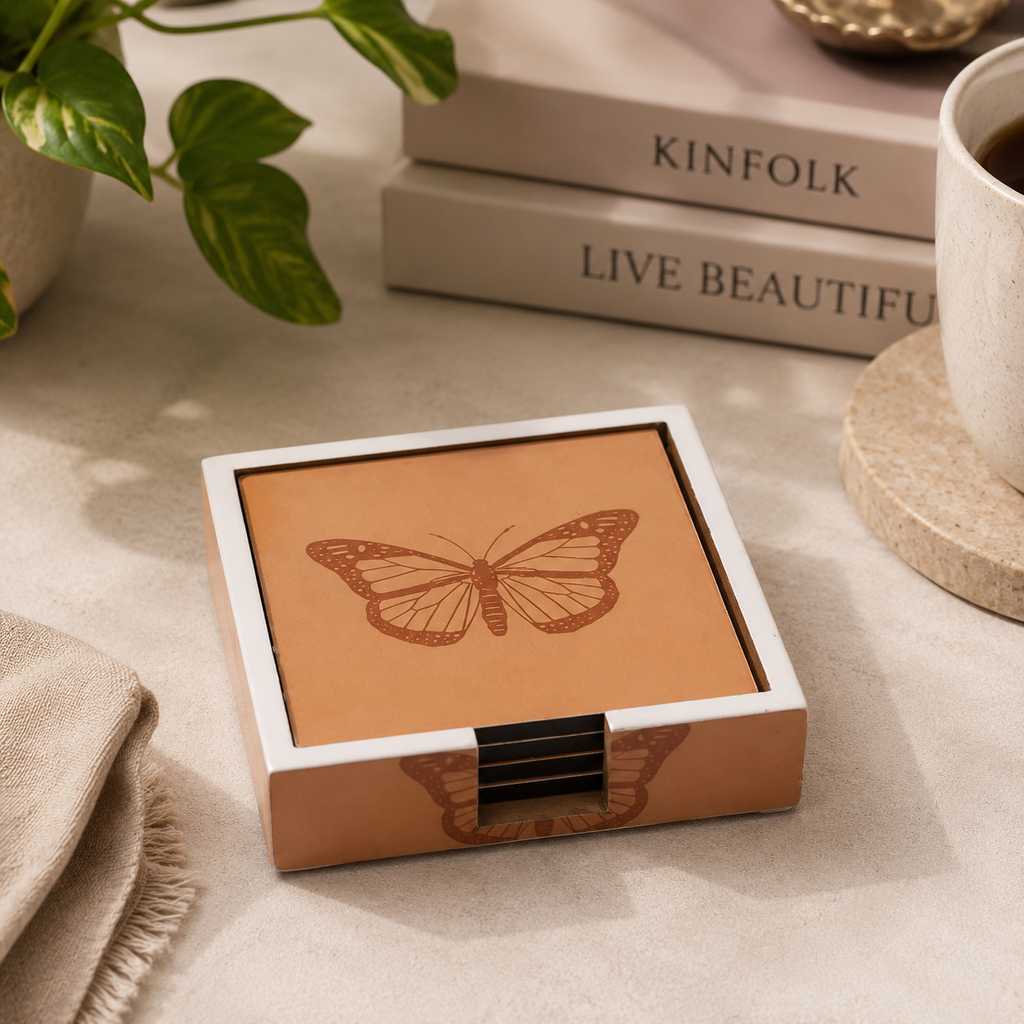 Blush Butterfly Coaster Set