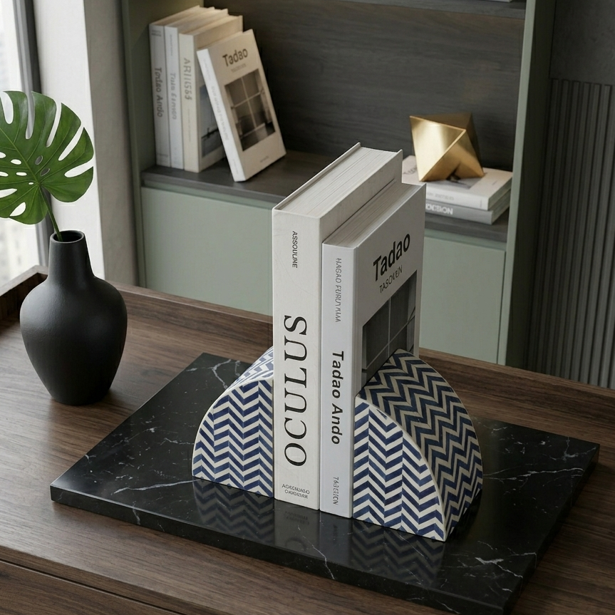 Indigo Chevron Bookends