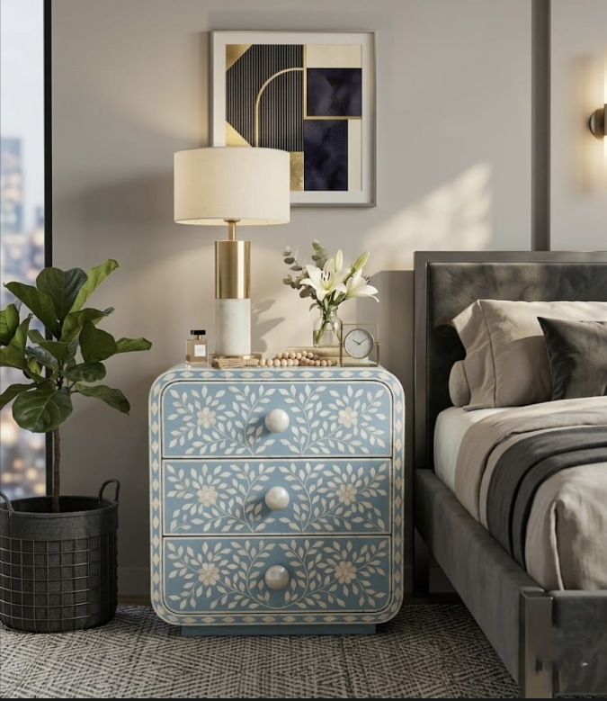 Bloom Inlay Bedside Table