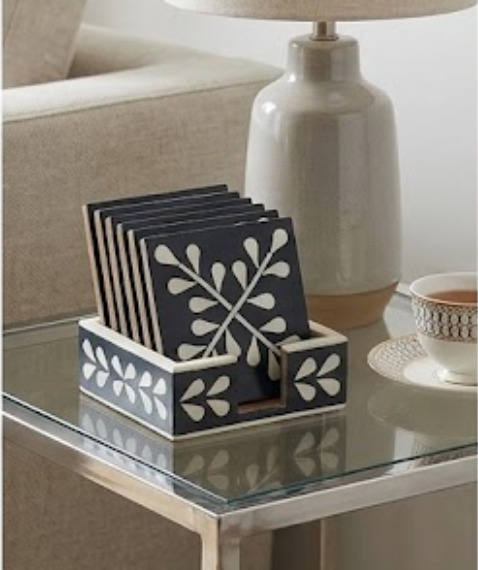 Indigo Bone Inlay Coaster Set