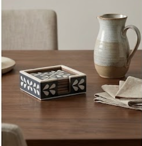 Indigo Bone Inlay Coaster Set