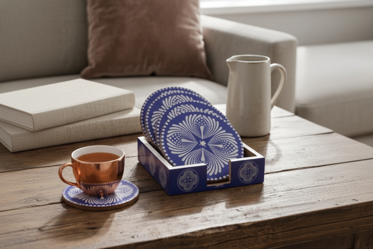 Azure Bloom Coaster Set