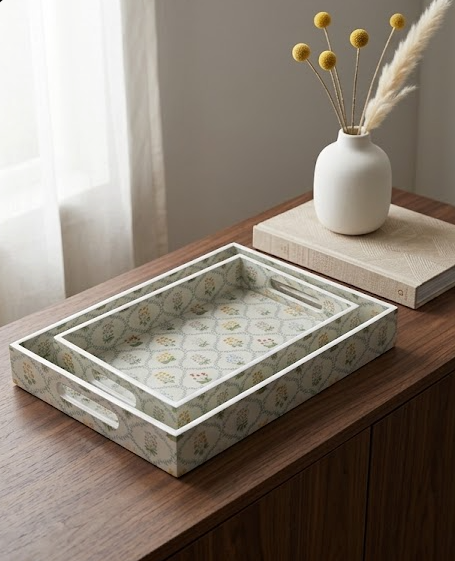 Meadow Bloom Tray Set (Set of 2)