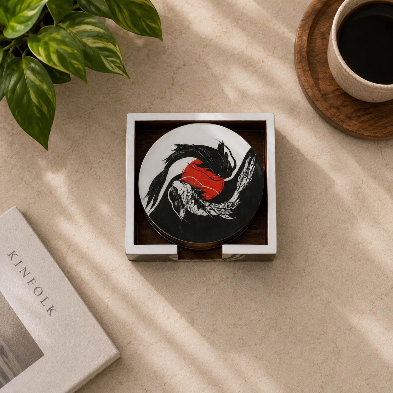 Yin and Yang Coaster Set