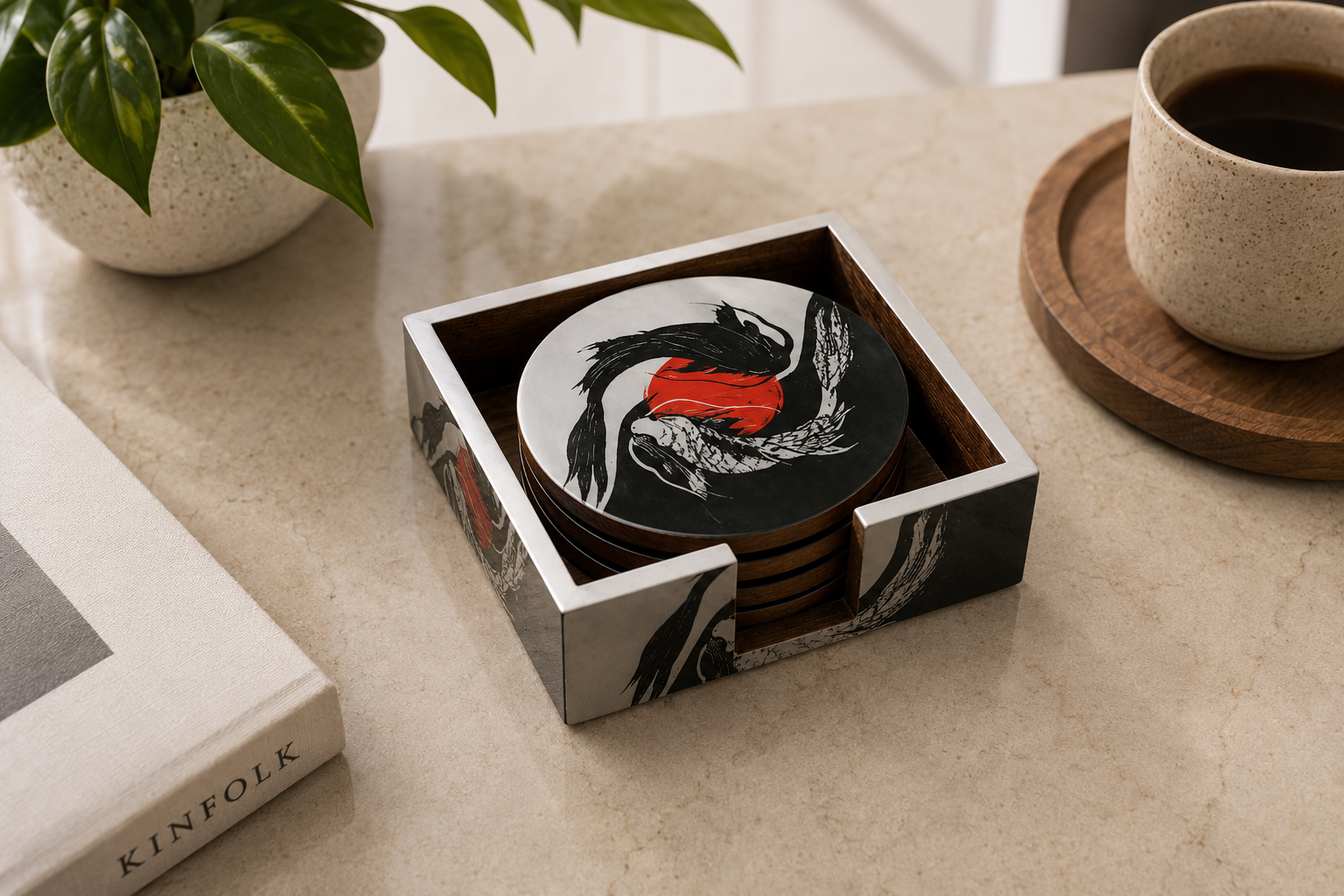 Yin and Yang Coaster Set